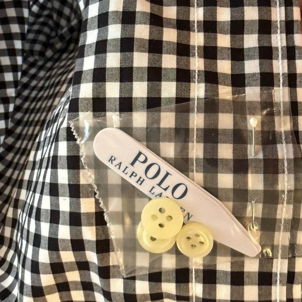 NWOT Polo Ralph Lauren Black and White Checker Button Down in XXL - Picture 8 of 8
